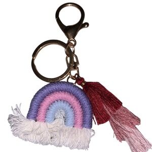 Rainbow Keychain Bag Charm Tassel Macrame‎ Car Accessories Keyring Cute